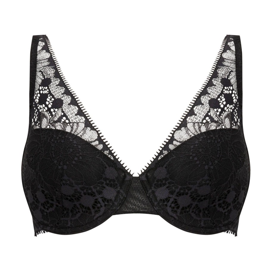 Soutiens-Gorge Chantelle | Soutien-Gorge Coques Decollete Plongeant En Dentelle Noir