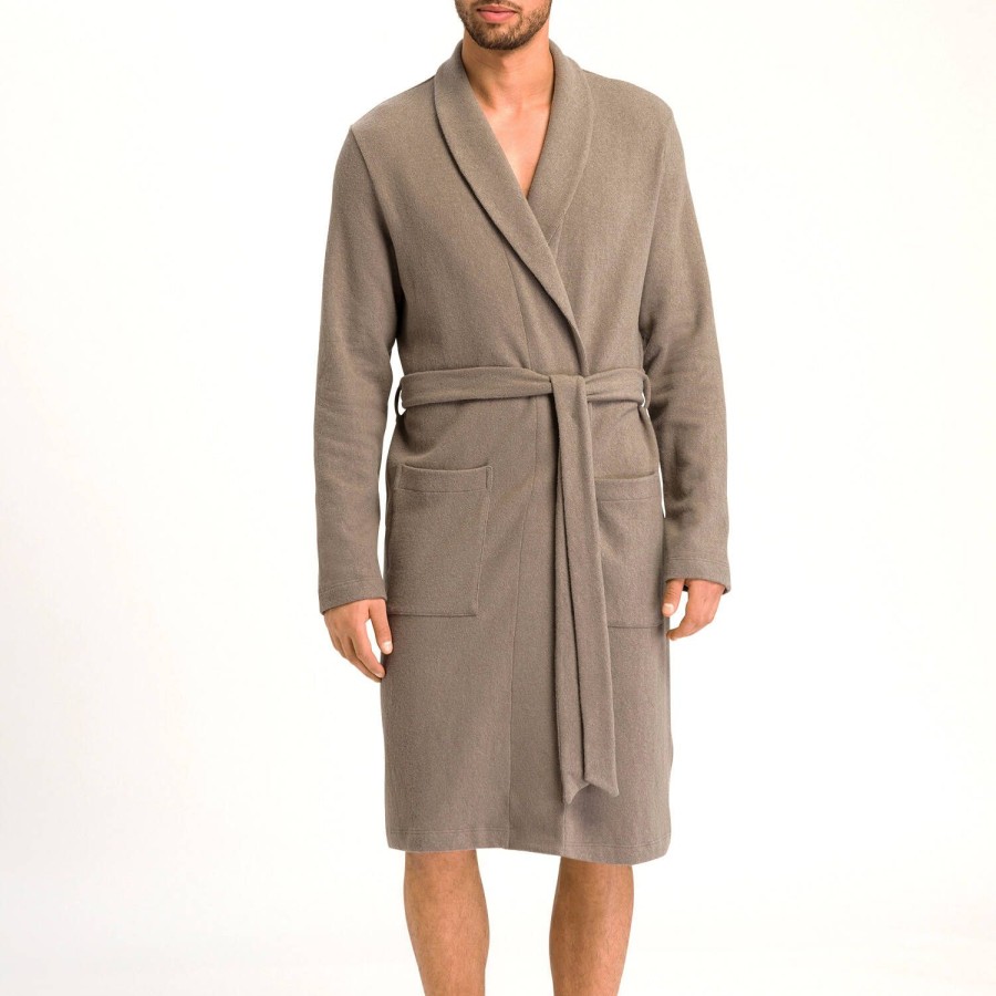 Homme Hanro Peignoir & Robe De Chambre Homme | Peignoir Homme En Coton Mocha Stone