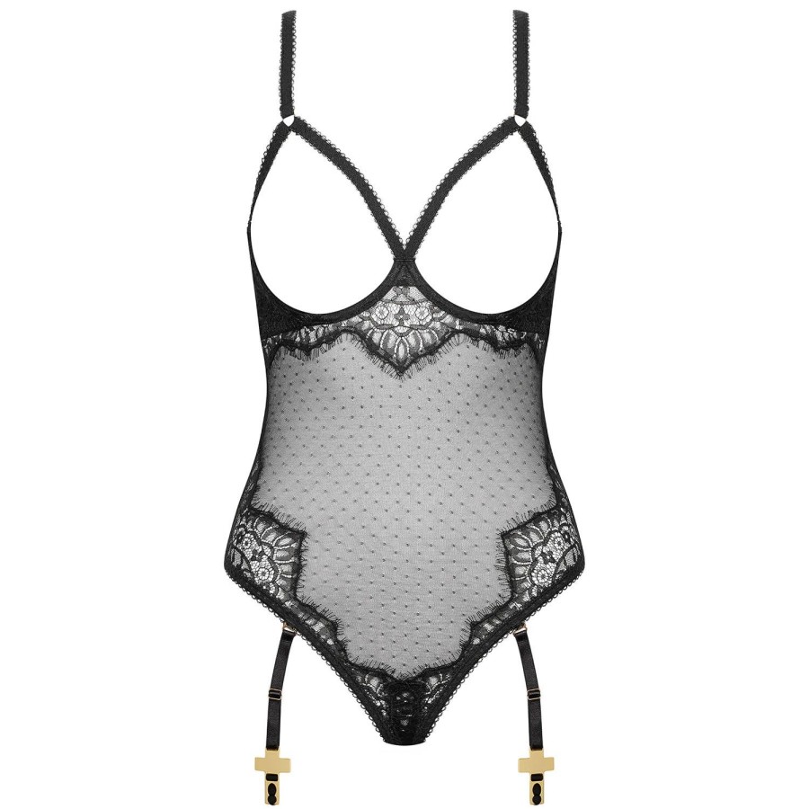 Lingerie Maison Close | Body Seins Nus Porte-Jarretelles Noir