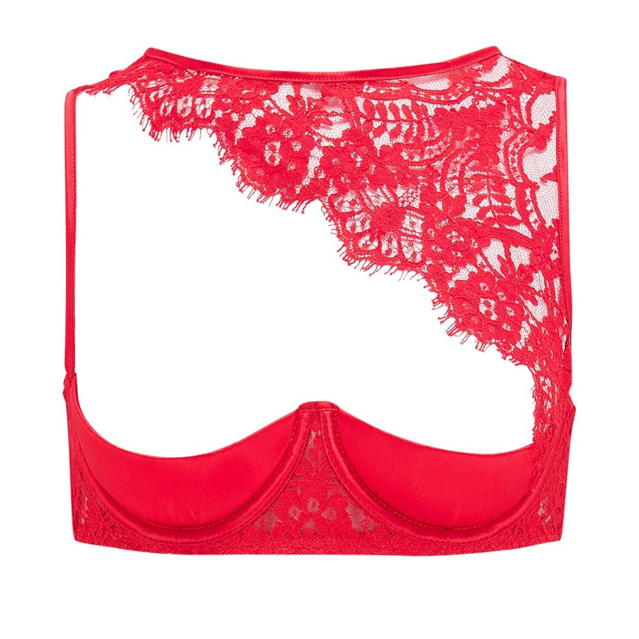 Soutiens-Gorge Coco de Mer | Soutien-Gorge Bustier Ouvert En Dentelle Rouge