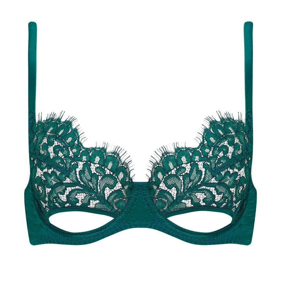 Soutiens-Gorge Coco de Mer | Soutien-Gorge Balconnet Ouvert En Dentelle Teal