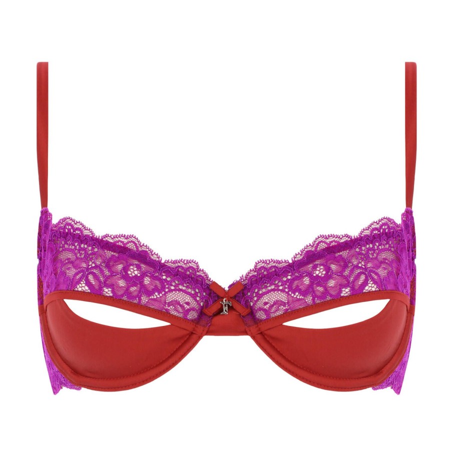 Soutiens-Gorge Fleur du Mal | Soutien-Gorge Balconnet Ouvert En Soie Et Dentelle Vixen