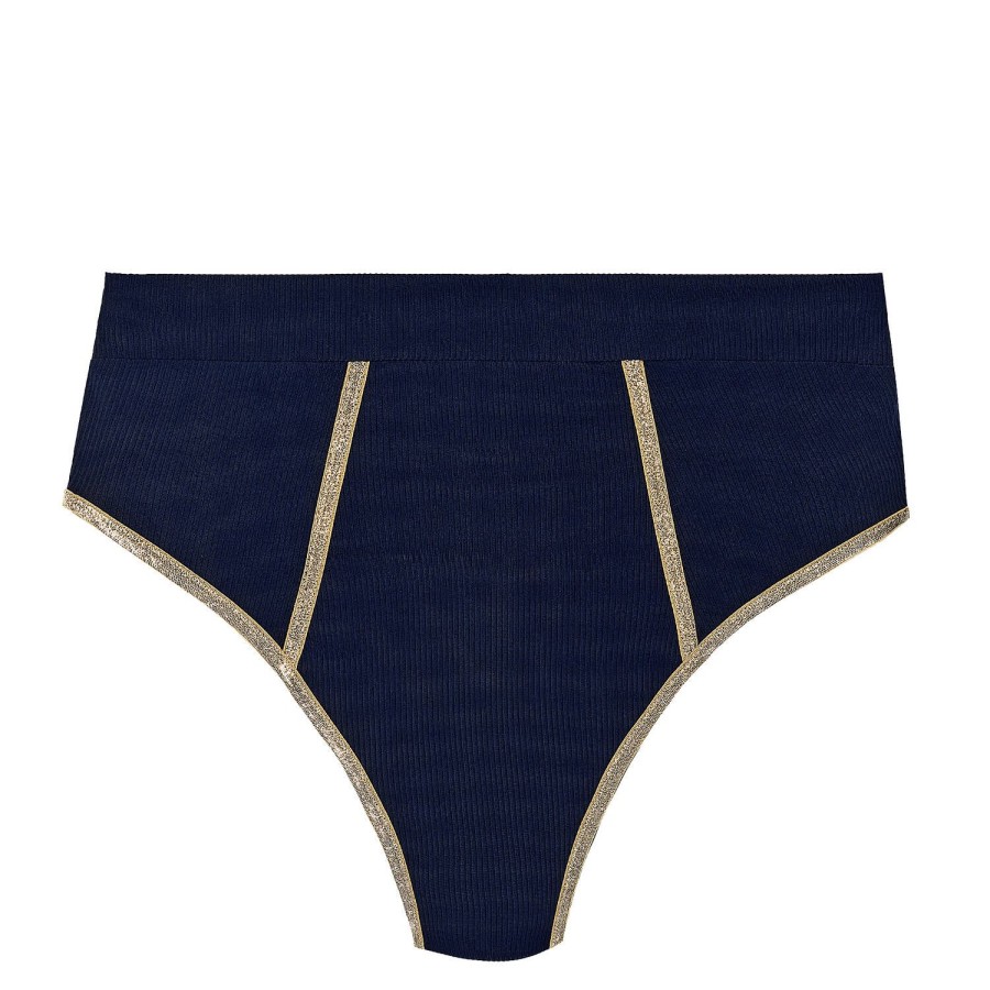 Maillots De Bain Pain de Sucre Culotte Haute | Bas De Maillot De Bain Culotte Haute Cordelia Bleu