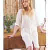 Lingerie De Nuit Canat | Robe De Chambre Boutonnee En Coton Blanc