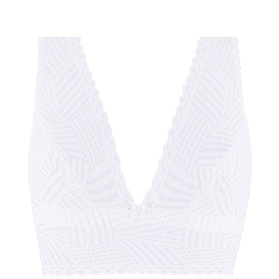 Soutiens-Gorge Antigel | Soutien-Gorge Bustier En Dentelle Tressage Blanc