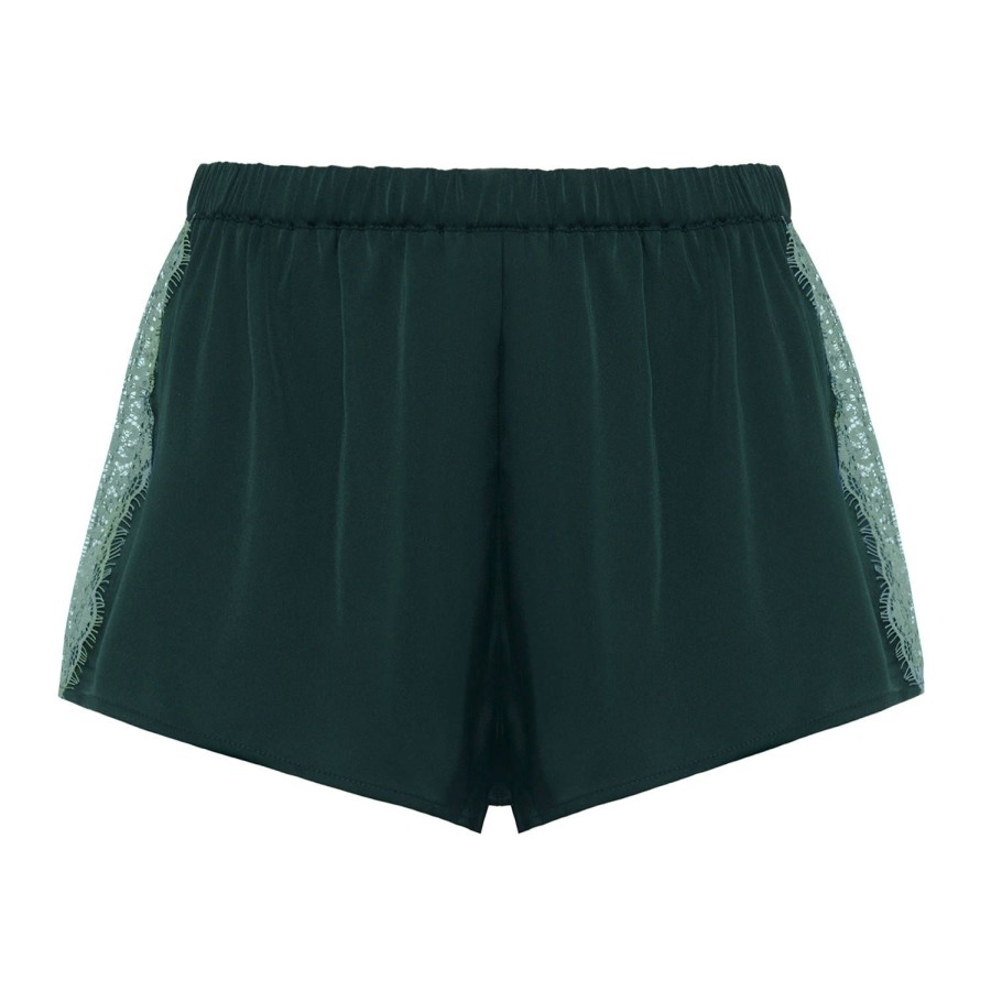 Lingerie De Nuit Simone Pérèle | Short En Satin Vert Kolsai