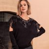 Lingerie De Nuit Marjolaine | Pull Manches Amovibles En Cachemire Noir