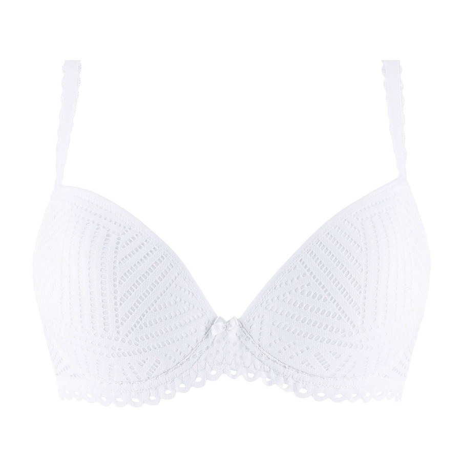 Soutiens-Gorge Antigel | Soutien-Gorge Coques En Dentelle Tressage Blanc