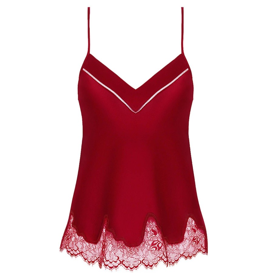 Lingerie De Nuit Simone Pérèle | Caraco De Pyjama En Soie Rouge Tango