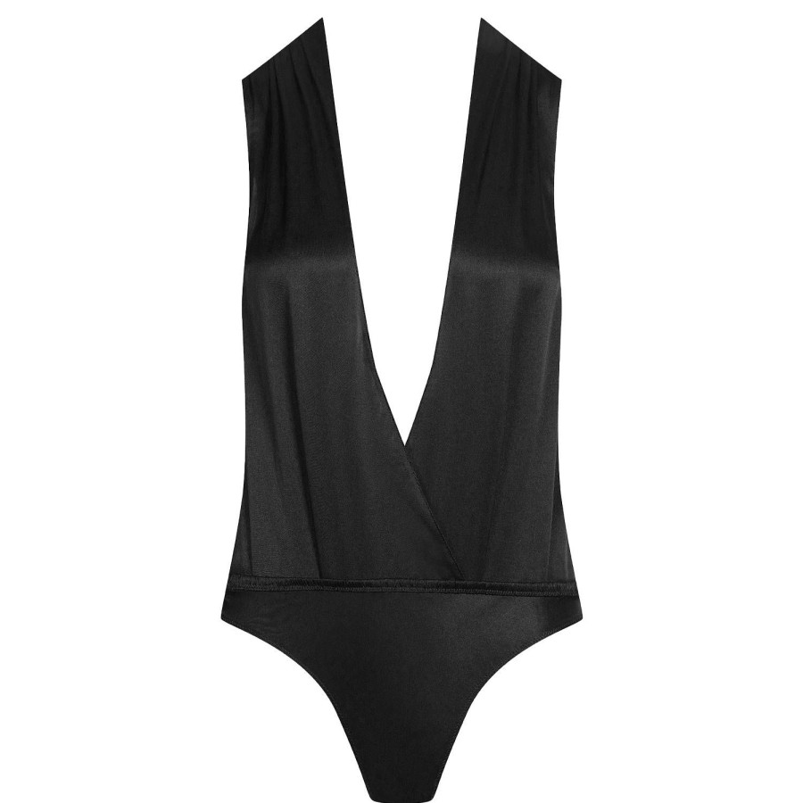 Lingerie Maison Close | Body String Cache-Coeur En Soie Noir