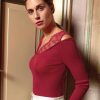 Lingerie De Nuit Oscalito | Pull Col V En Laine Merinos Et Soie Rosso