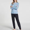 Lingerie De Nuit Calida | Pyjama Sweat En Coton Dark Lapis Blue