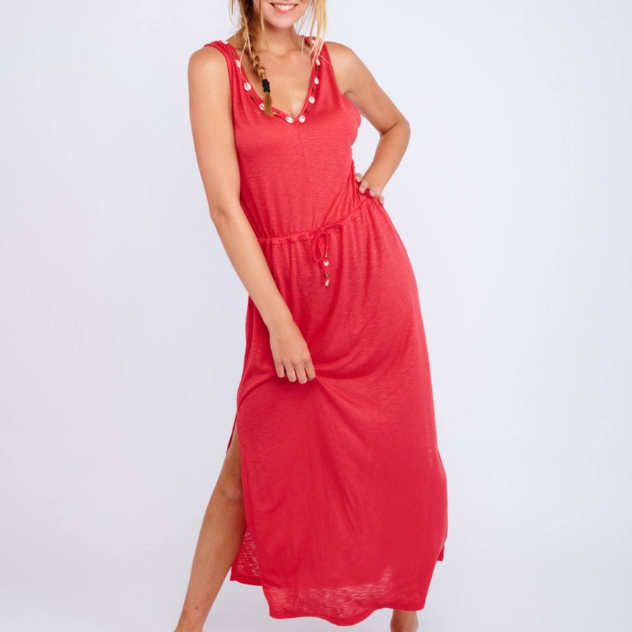 Maillots De Bain Banana Moon Robe De Plage | Robe De Plage Longue Erman Rouge