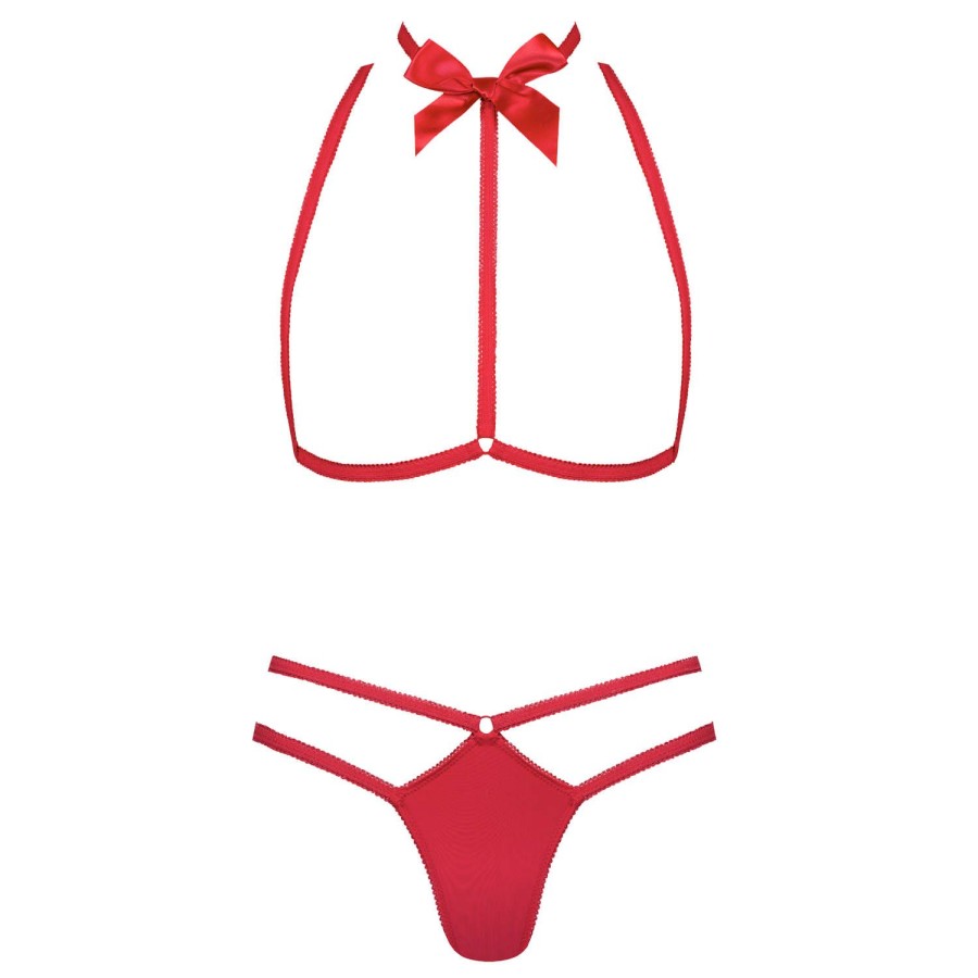 Lingerie Maison Close | Set Harnais Et String Rouge