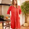 Lingerie De Nuit Canat | Robe De Chambre En Coton Rouge