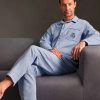 Homme Impetus Pyjama Homme | Pyjama Chemise Homme En Coton Blue