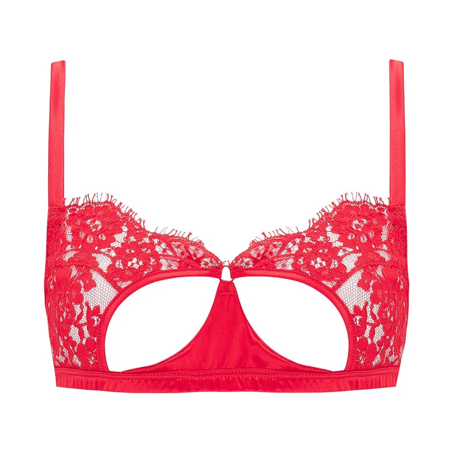 Soutiens-Gorge Coco de Mer | Soutien-Gorge Ouvert En Dentelle Rouge