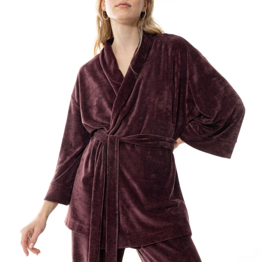 Lingerie De Nuit Mey | Kimono En Velours Indigo Rose