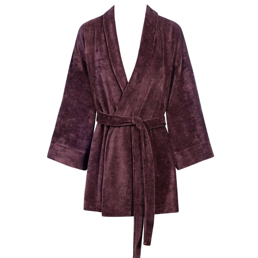 Lingerie De Nuit Mey | Kimono En Velours Indigo Rose