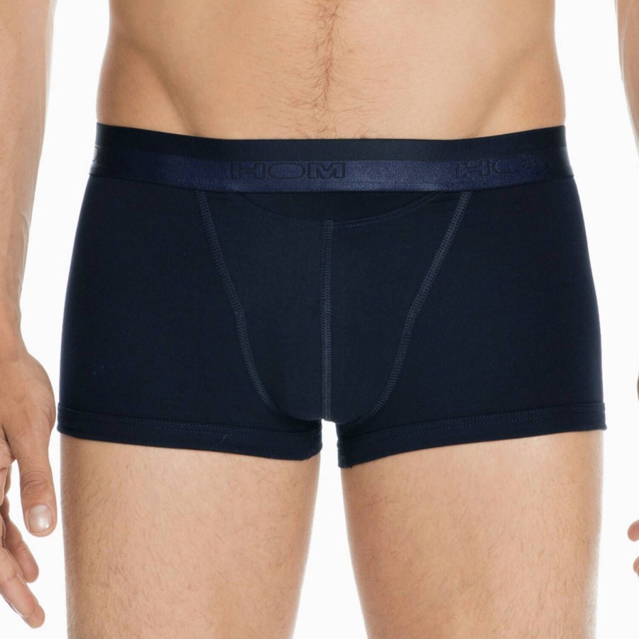 Homme HOM Boxer Homme | Boxer Court Avec Ouverture Homme En Coton Et Modal Navy