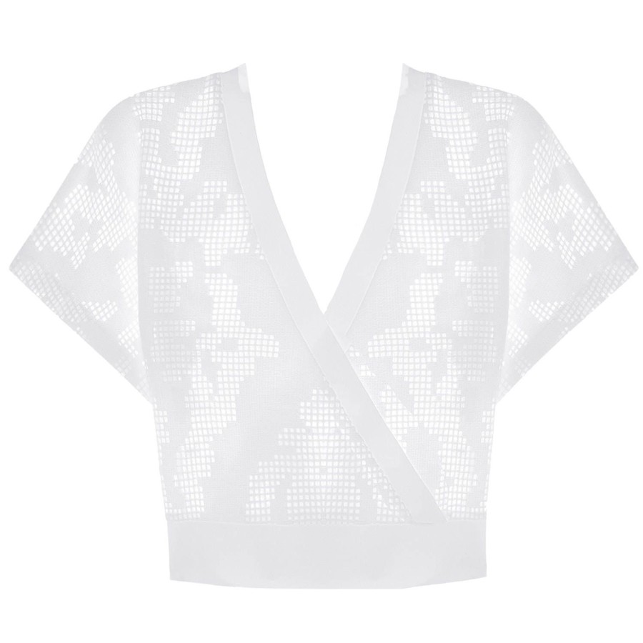 Maillots De Bain Pain de Sucre Tunique De Plage & Pareo | Top Cache-Coeur Manoa En Coton Blanc