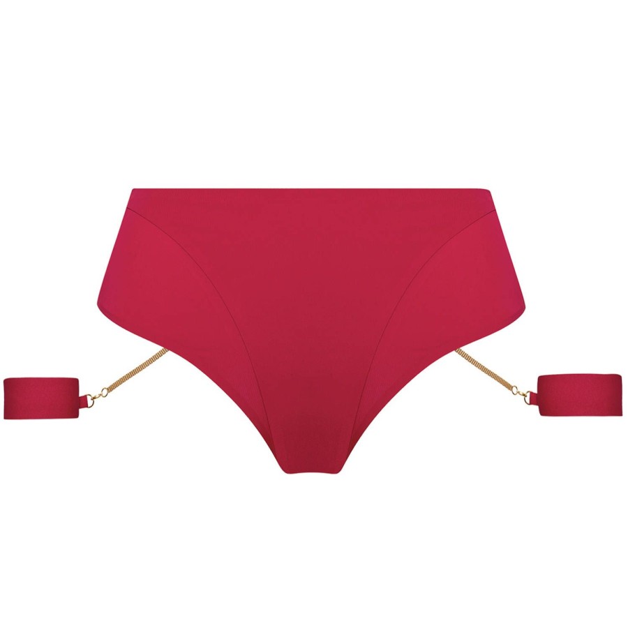 Culottes Maison Close | String Haut Ouvrable Avec Menottes Rouge