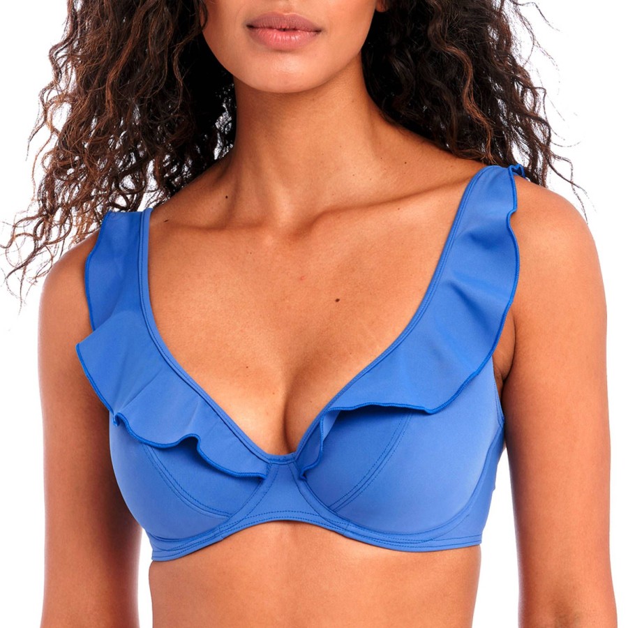 Maillots De Bain Freya Armatures | Haut De Maillot De Bain Armatures A Volants Plain Azure