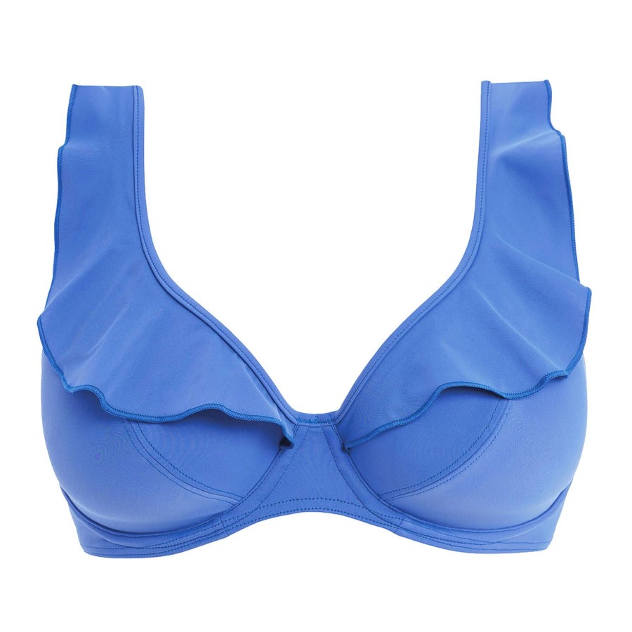 Maillots De Bain Freya Armatures | Haut De Maillot De Bain Armatures A Volants Plain Azure