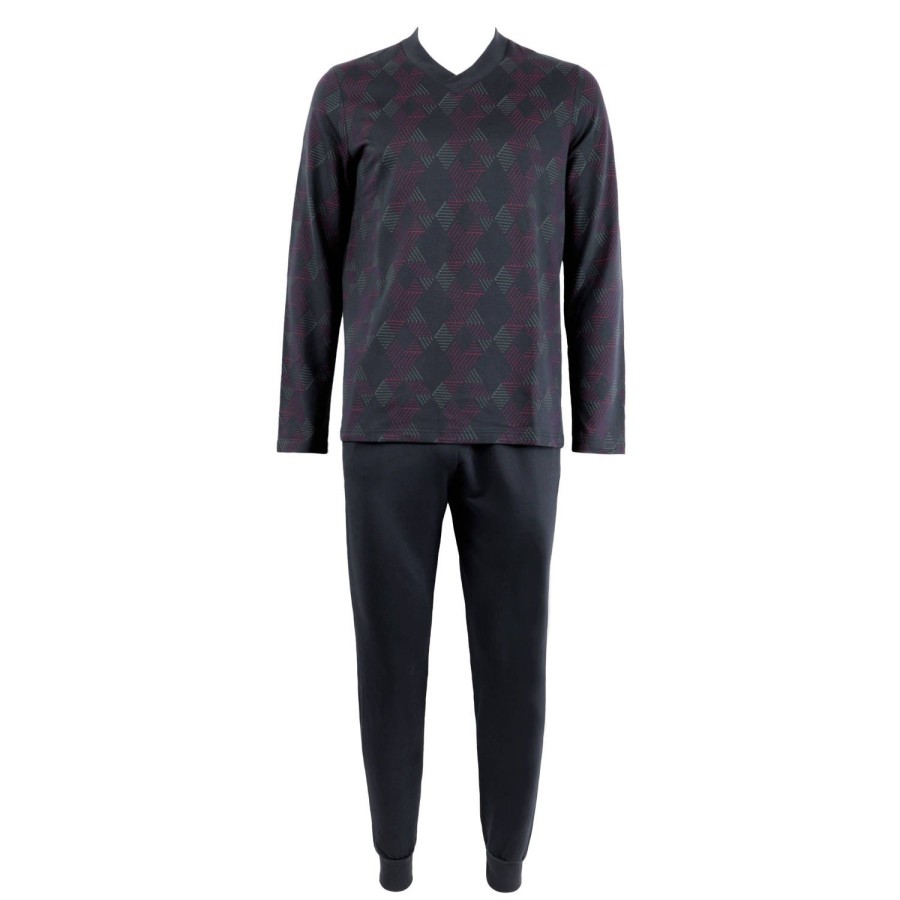 Homme Impetus Pyjama Homme | Pyjama Col V En Coton Et Modal Bleu