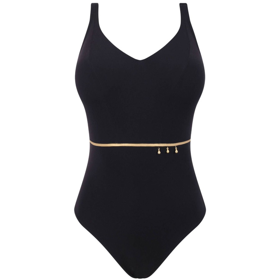 Maillots De Bain Empreinte Autres Formes | Maillot De Bain 1 Piece Sans Armatures Noir