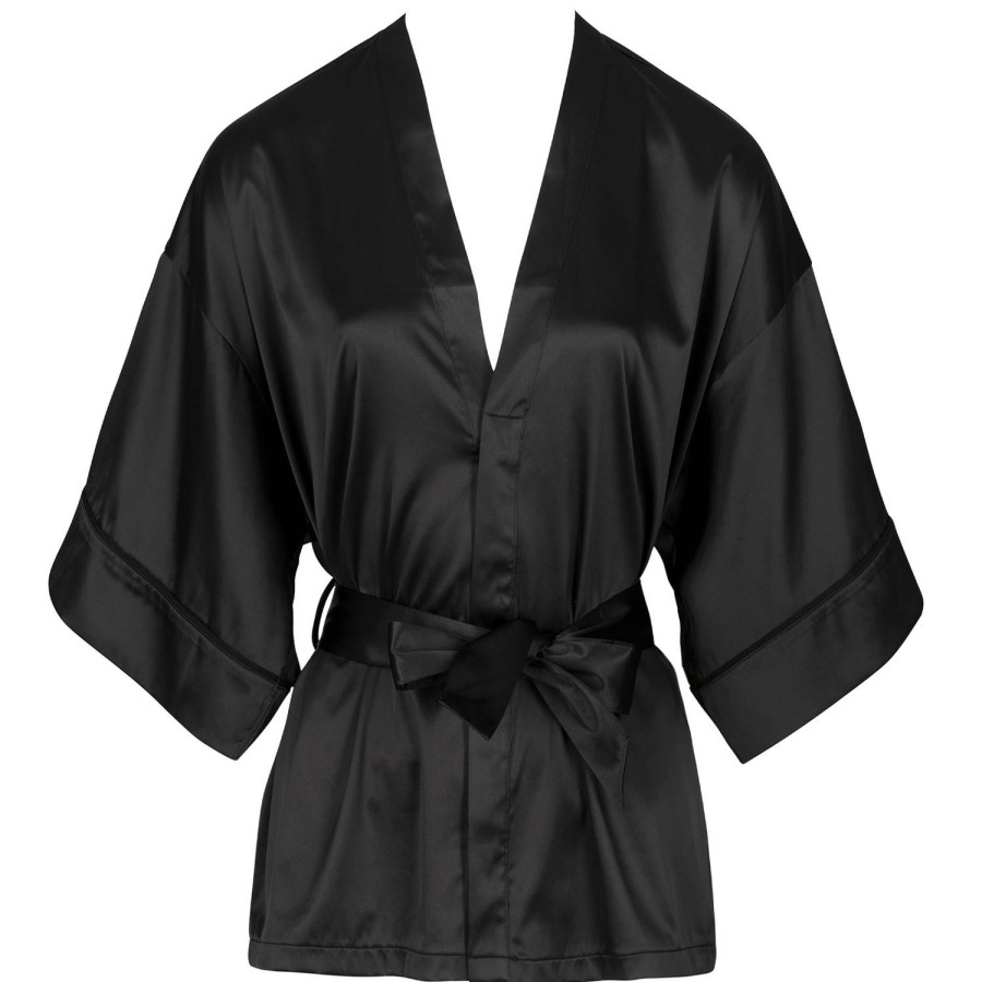 Lingerie De Nuit Atelier Amour | Kimono Boutonne Noir