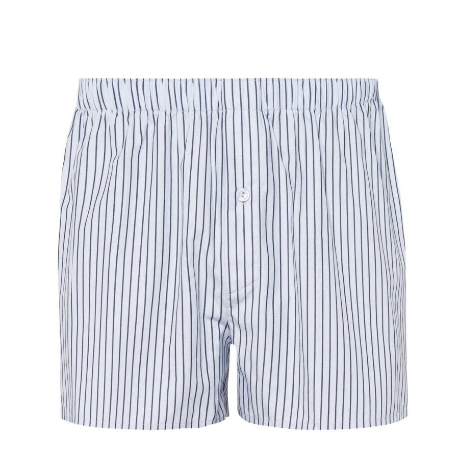 Homme Hanro Calecon Homme | Calecon Homme En Coton Light Grey Stripe