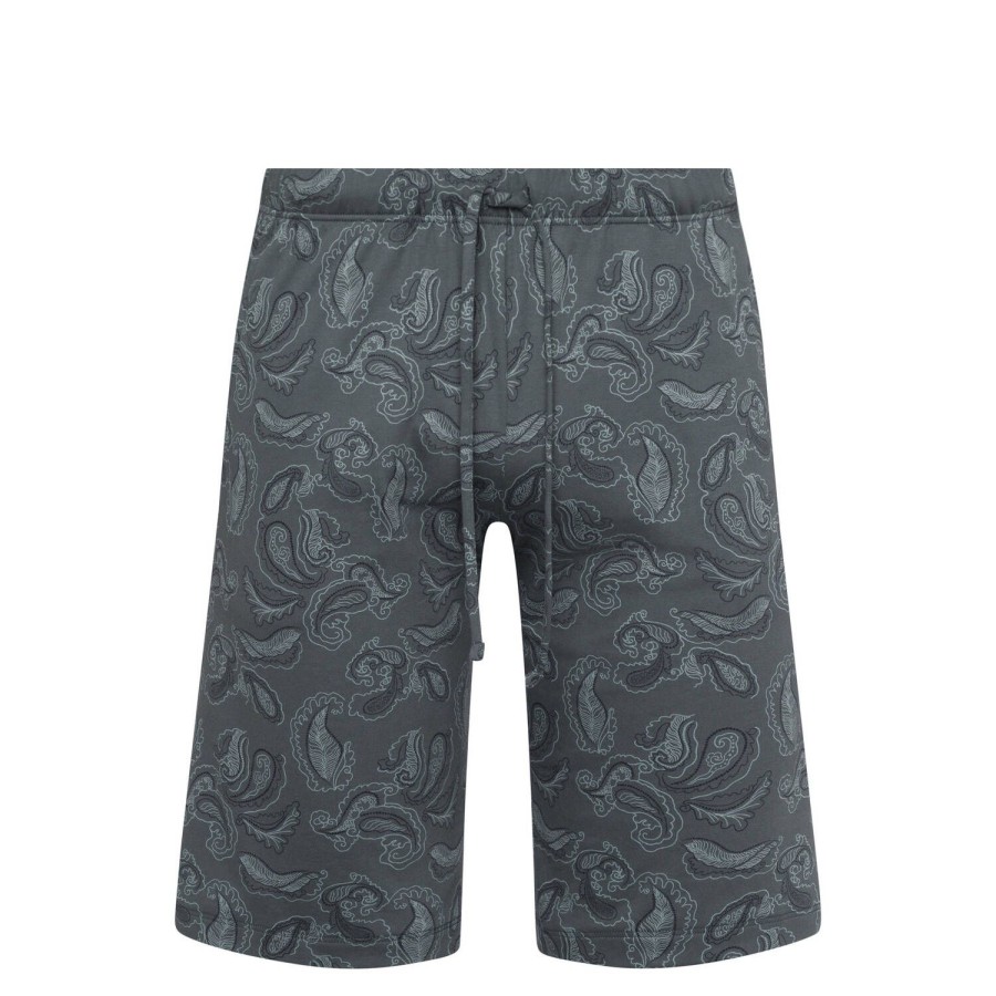 Homme Hanro Ensemble De Detente Homme | Short Long Homme En Coton Aqua Paisley