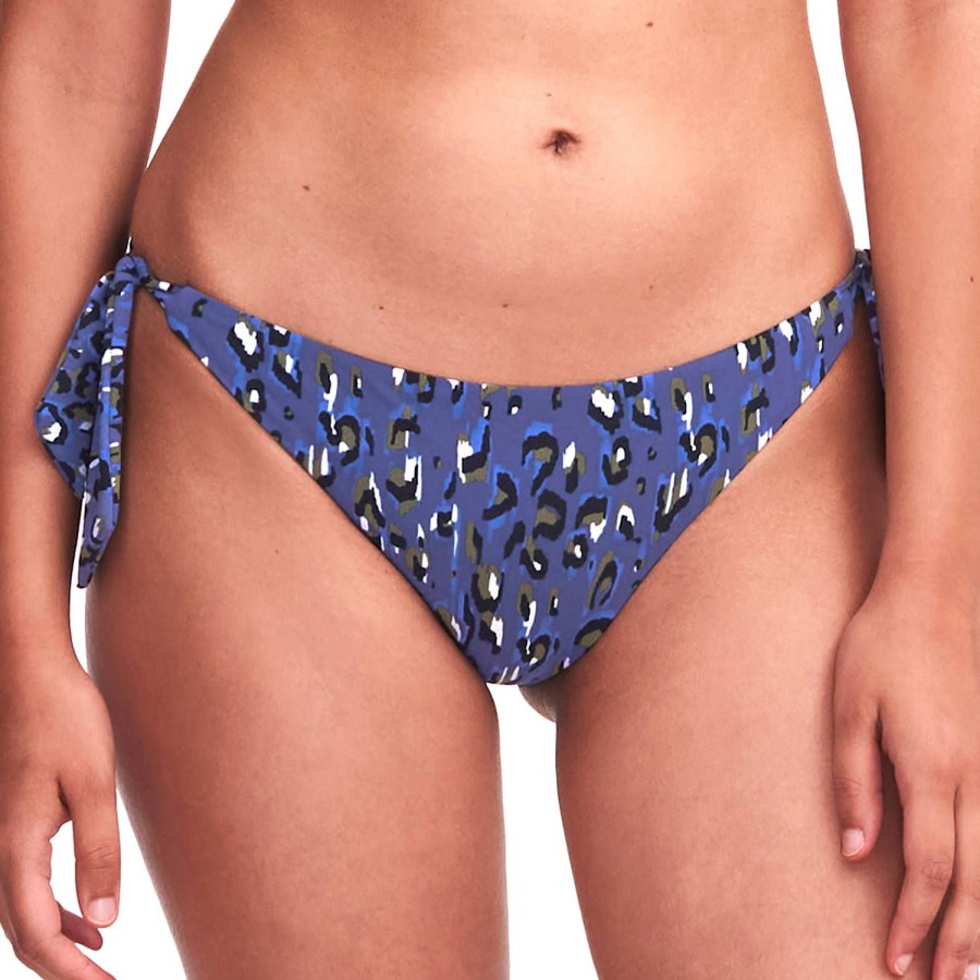 Maillots De Bain Chantelle Bresilien / Tanga | Bas De Maillot De Bain Slip Lacets Leopard Bleu