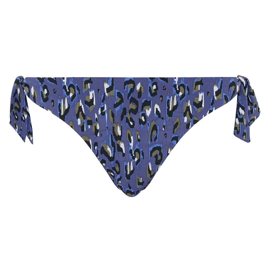 Maillots De Bain Chantelle Bresilien / Tanga | Bas De Maillot De Bain Slip Lacets Leopard Bleu