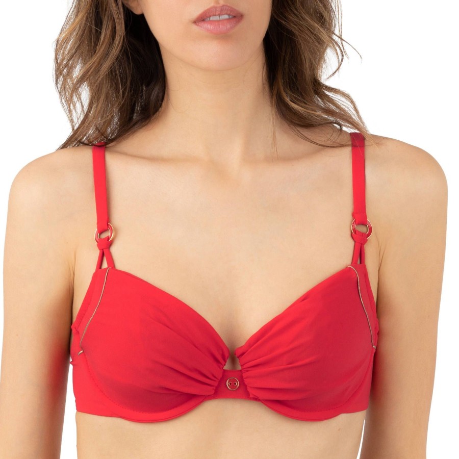 Maillots De Bain Lise Charmel Armatures | Haut De Maillot De Bain Armatures Rouge Hibiscus