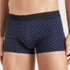 Homme Calida Boxer Homme | Boxer Ceinture Elastique Homme En Coton Solidate Blue