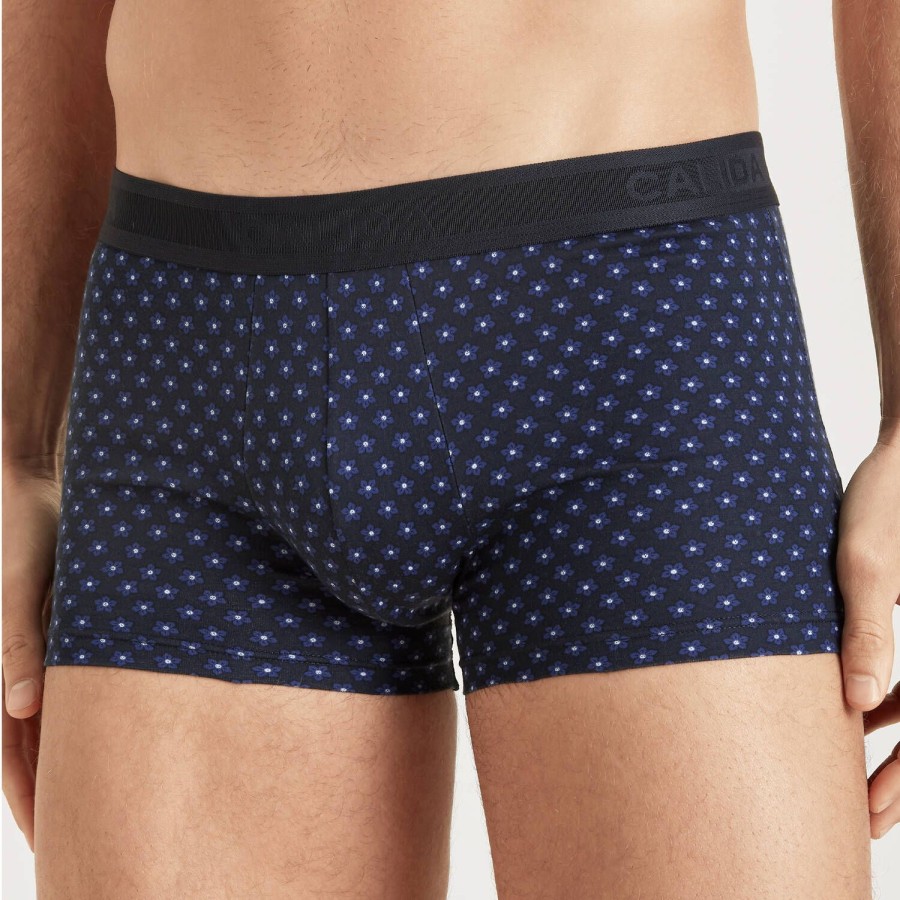 Homme Calida Boxer Homme | Boxer Ceinture Elastique Homme En Coton Solidate Blue