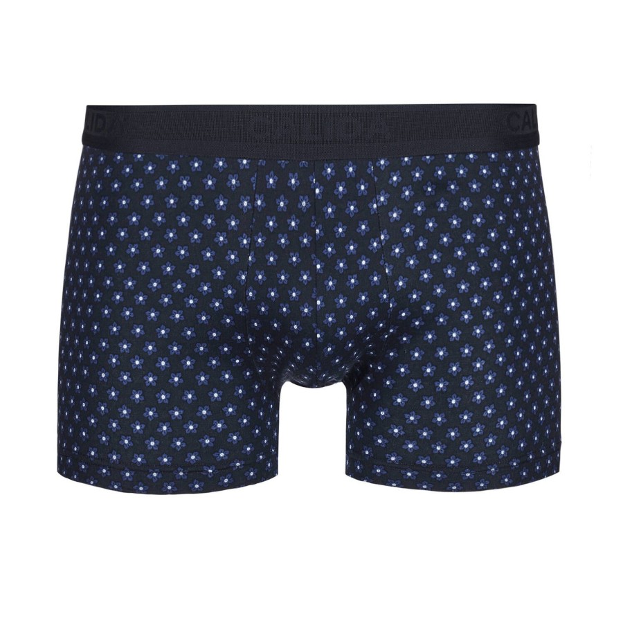 Homme Calida Boxer Homme | Boxer Ceinture Elastique Homme En Coton Solidate Blue