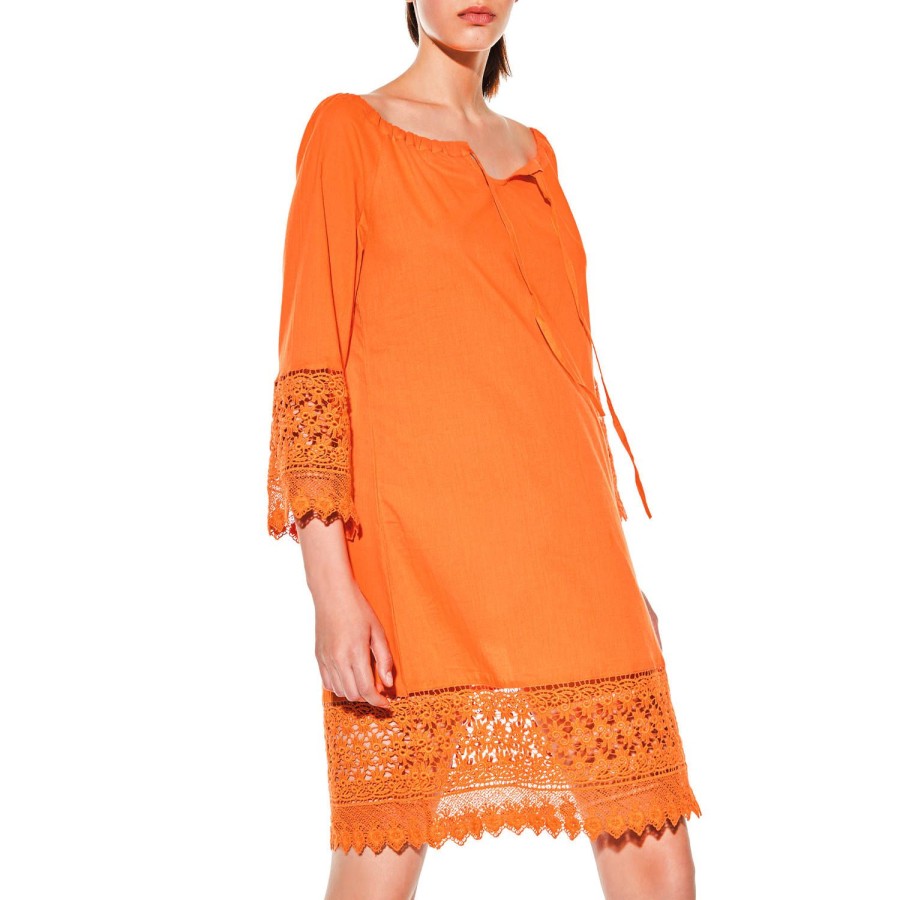 Maillots De Bain Verdissima Tunique De Plage & Pareo | Caftan Court En Coton Orange