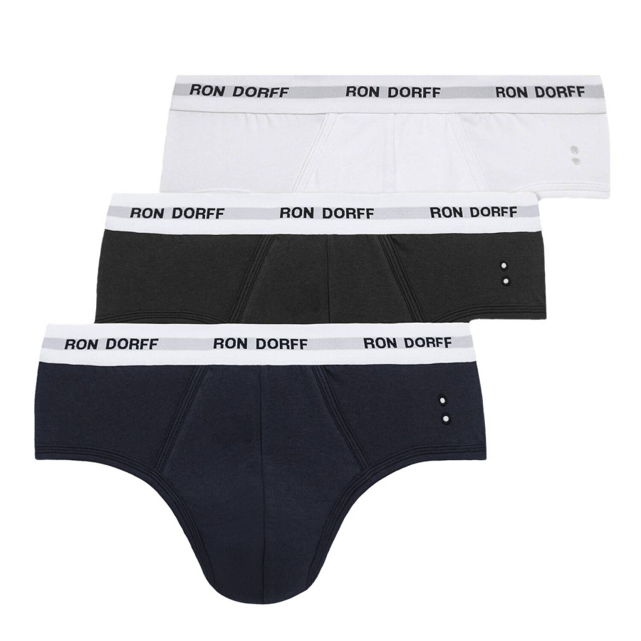 Homme Ron Dorff Slip Homme | Pack De 3 Slips Homme En Coton White/Navy/Black