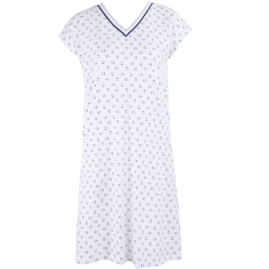 Lingerie De Nuit Canat | Chemise De Nuit En Coton Outremer