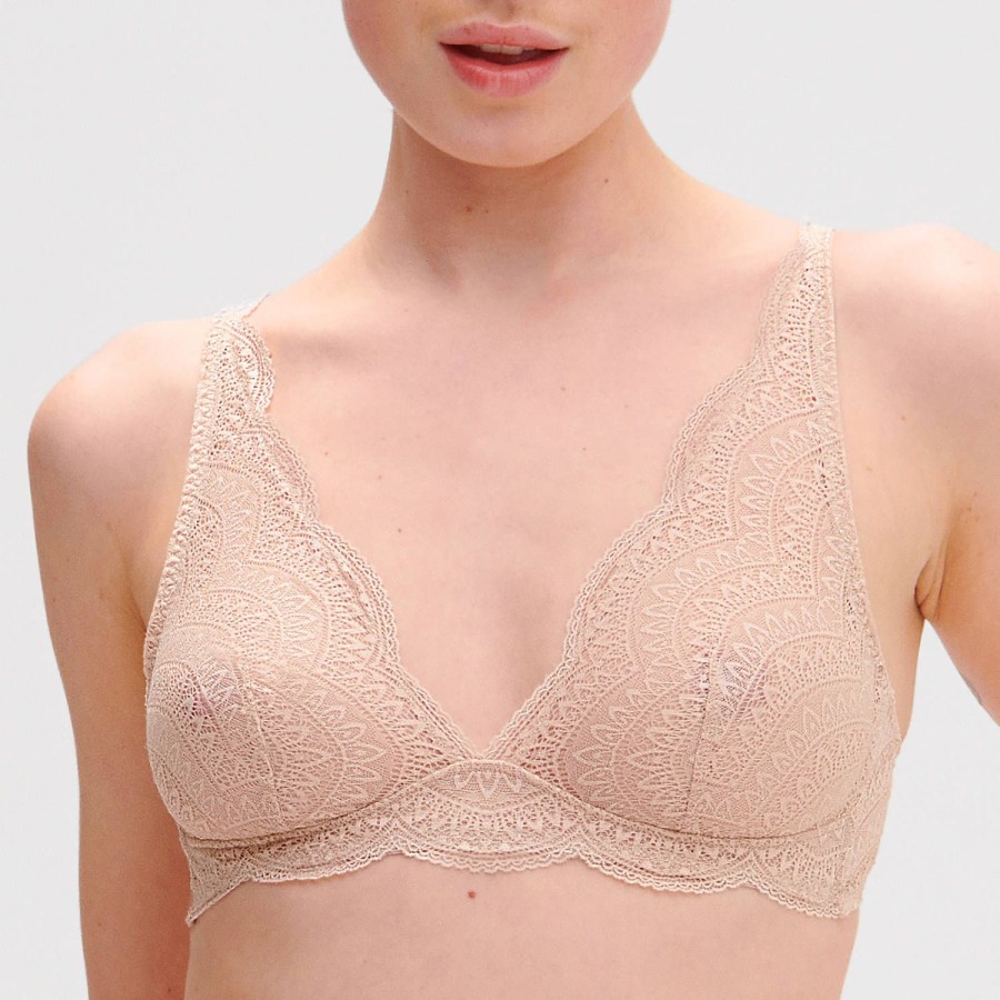 Soutiens-Gorge Simone Pérèle | Soutien-Gorge Triangle Sans Armatures En Dentelle Peau Rosee