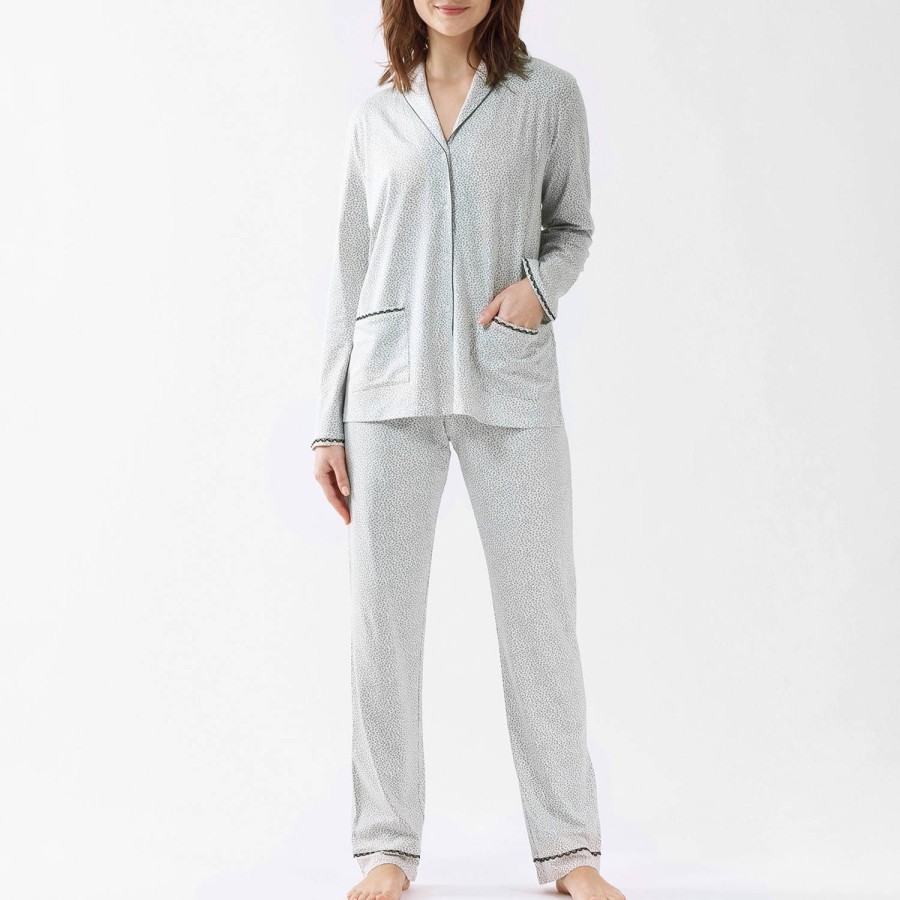 Lingerie De Nuit Le Chat | Pyjama Col Chemise Gris