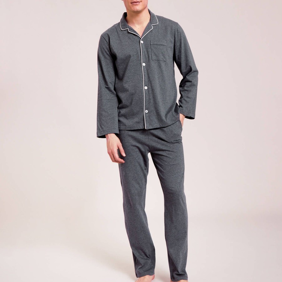 Homme Laurence Tavernier Pyjama Homme | Pyjama Homme En Coton Anthracite Chine