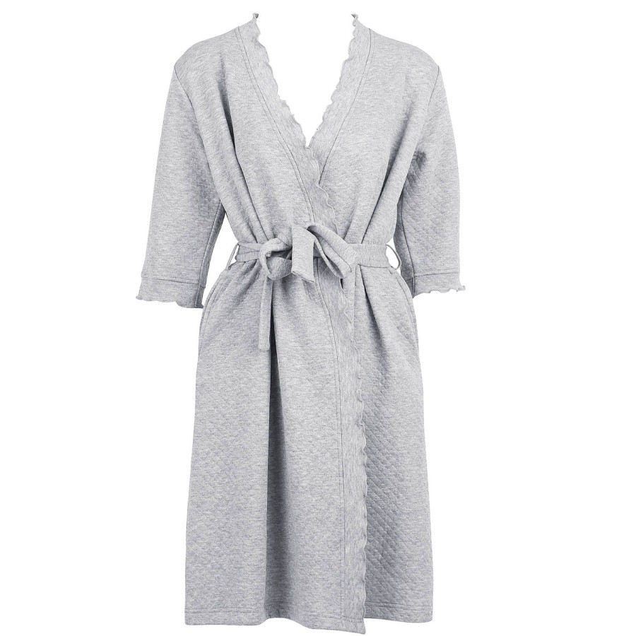 Lingerie De Nuit Canat | Peignoir En Coton Gris Chine