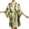 Lingerie De Nuit Sainted Sisters | Kimono En Soie Exotic Safari Green