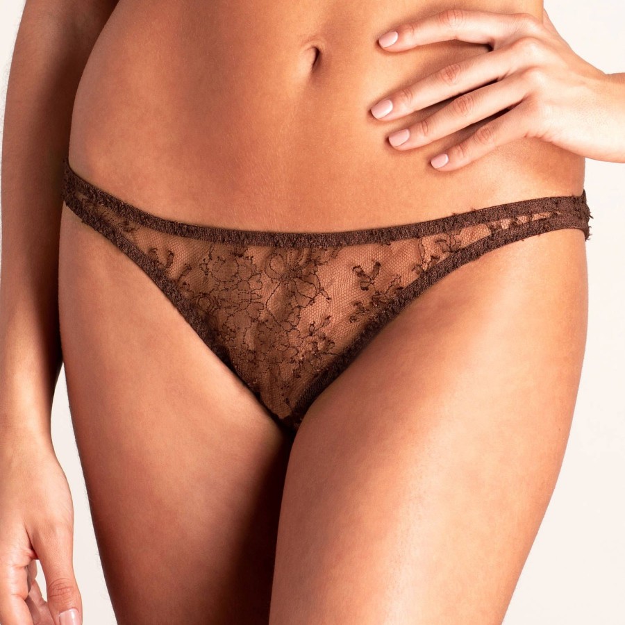 Culottes Coco de Mer | Slip Ouvert En Dentelle Chocolate Lace