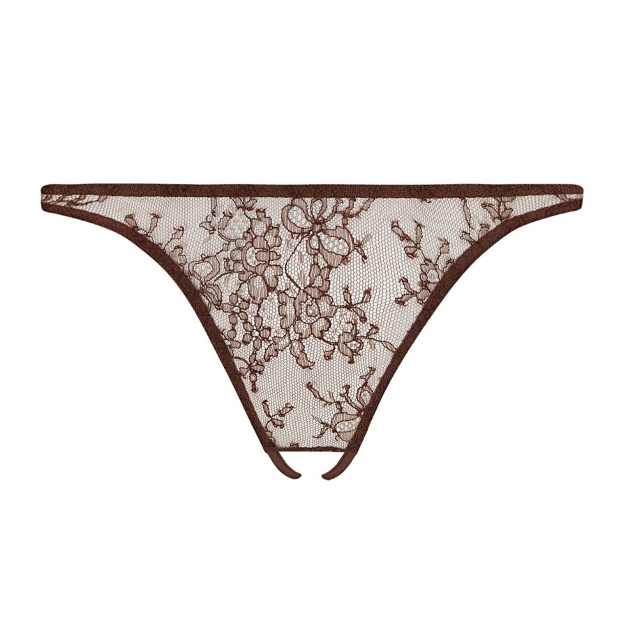 Culottes Coco de Mer | Slip Ouvert En Dentelle Chocolate Lace