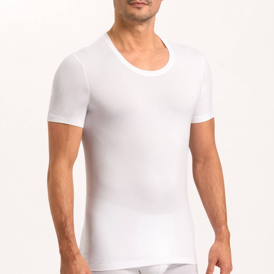 Homme Hanro T-Shirt Et Debardeur Homme | T-Shirt Homme En Coton Blanc